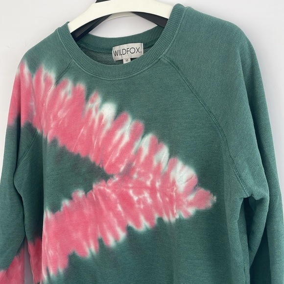 WILDFOX Watermelon Wash Sommers Sweatshirt Size Medium Green and Pink Tie-Dye - Picture 13 of 17